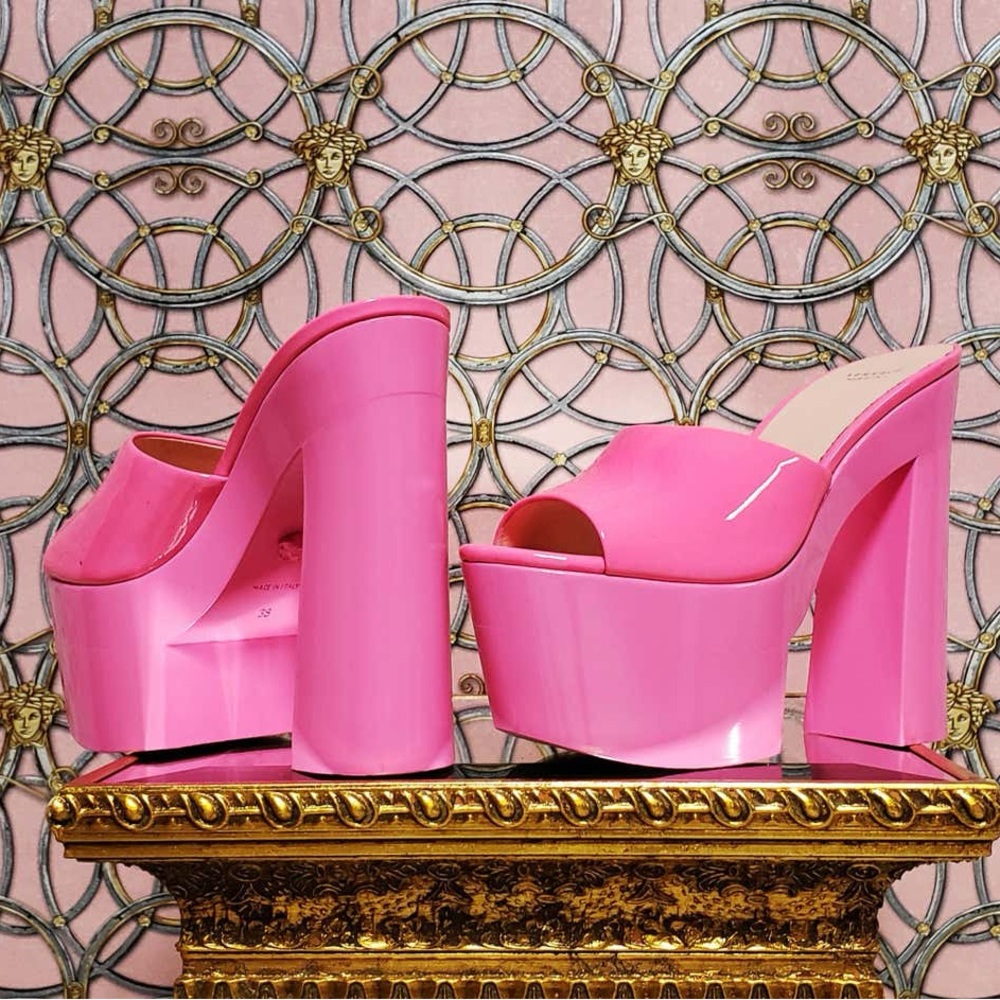 2010 Pink Versace Clogs Platform Sandals